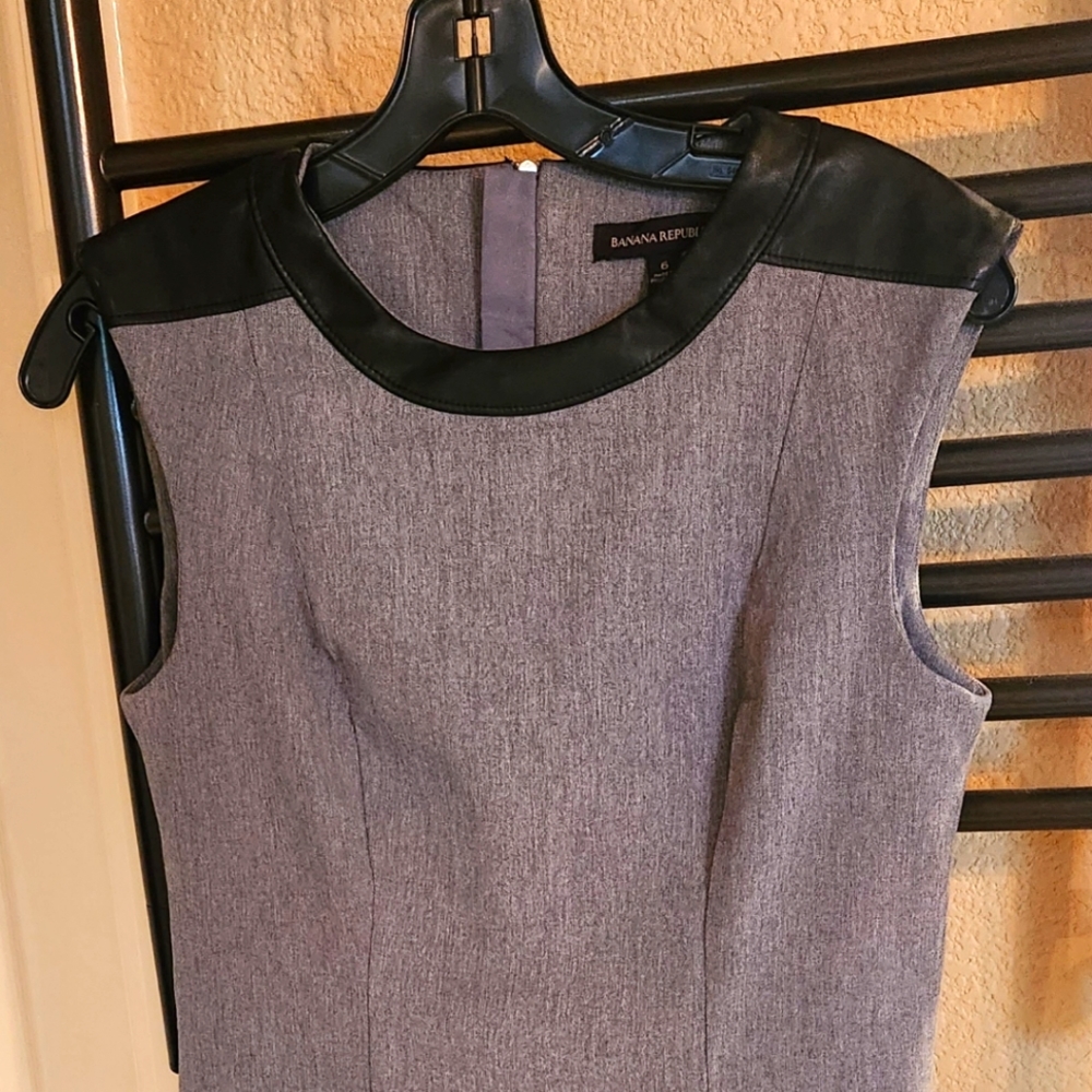 Banana Republic Sheath Dress with faux leather trim